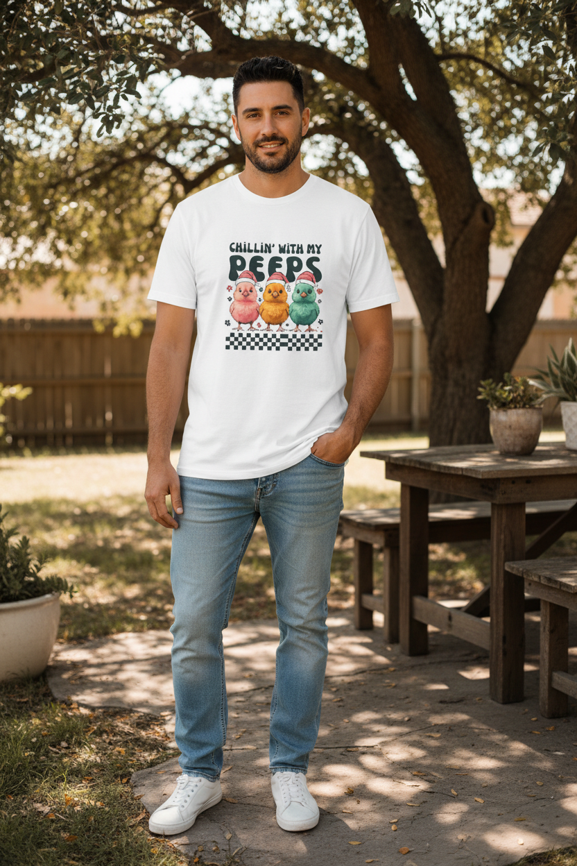 Guy wearing Chillin' With My Peeps T-Shirt