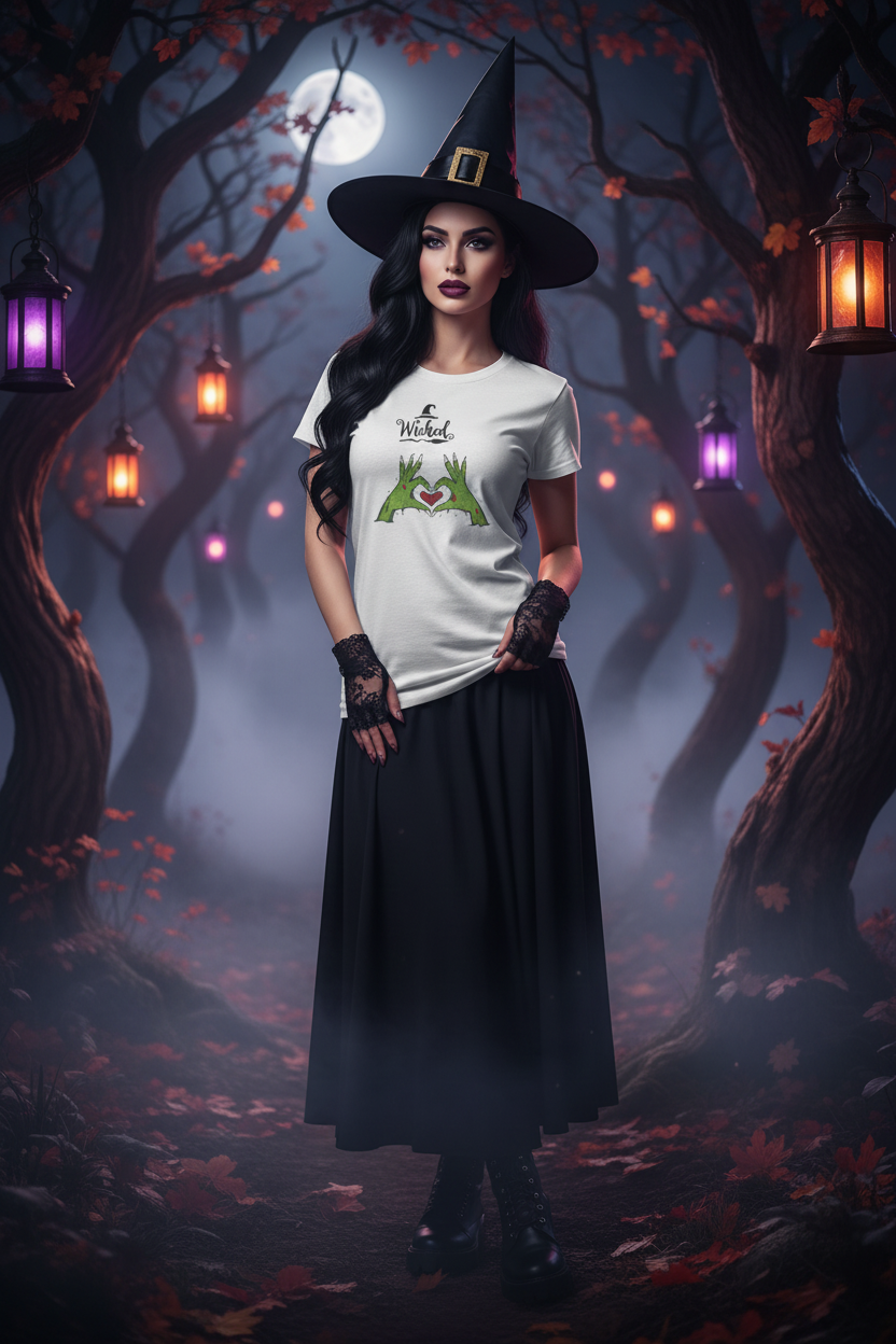 Halloween Wicked Tee - Witch Lifestyle Mockup