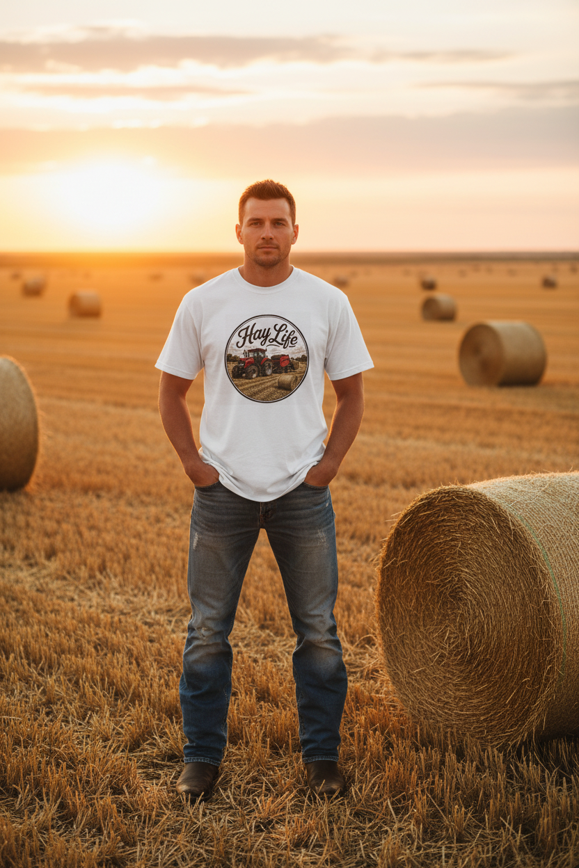 Hay Life White Tee Mockup