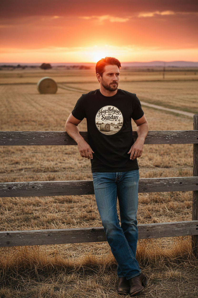 Hay-llelujah Black Tee Mockup - Revised