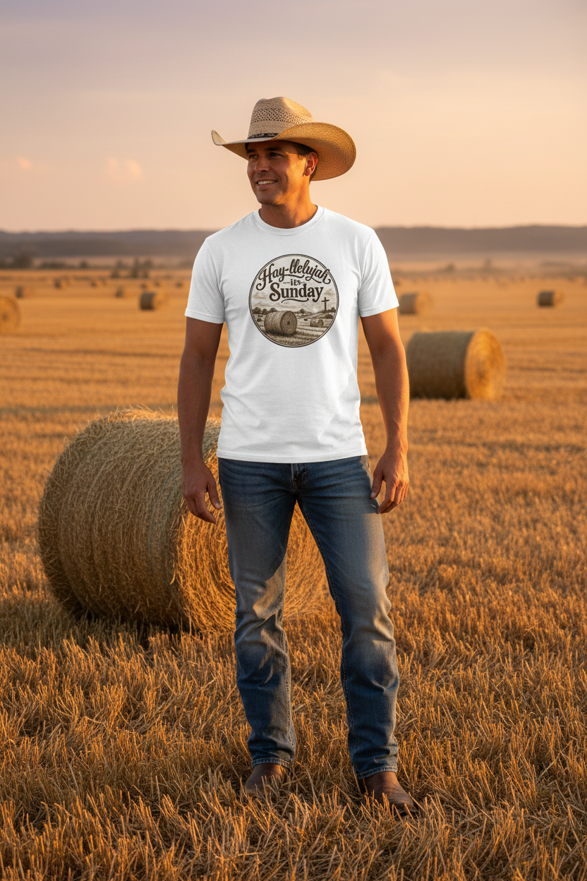 Hay-llelujah White Tee Mockup
