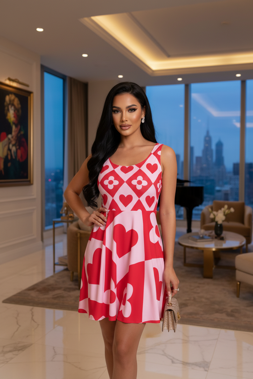 Heart & Flower Pink Dress Mockup 1