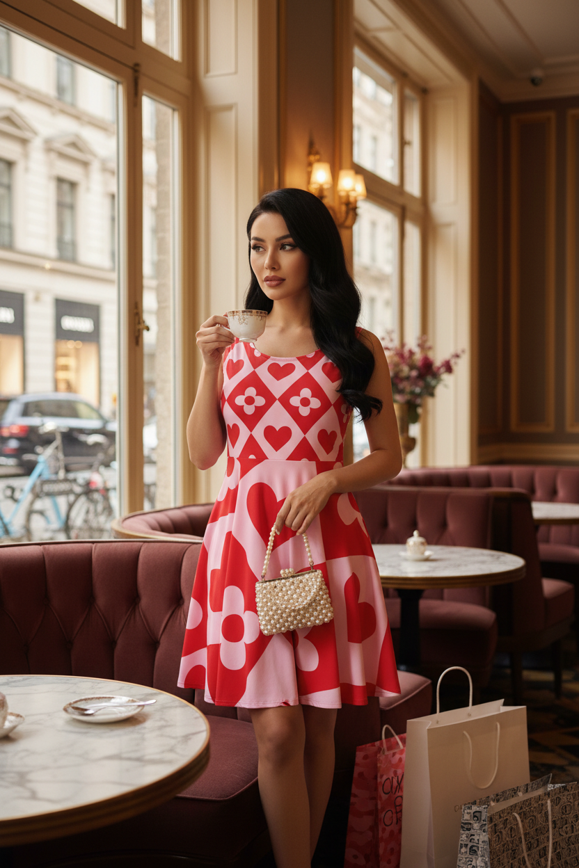 Heart & Flower Pink Dress Mockup 2