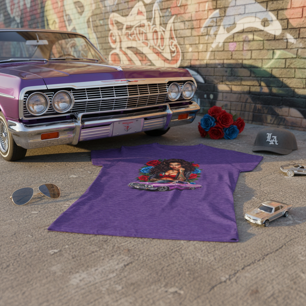 Heather purple lowrider pinup mockup