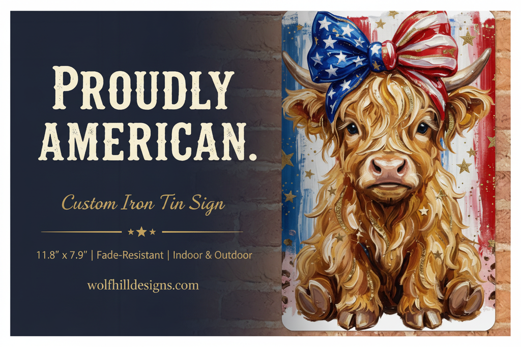 Highland Cow Tin Sign - Banner Ad