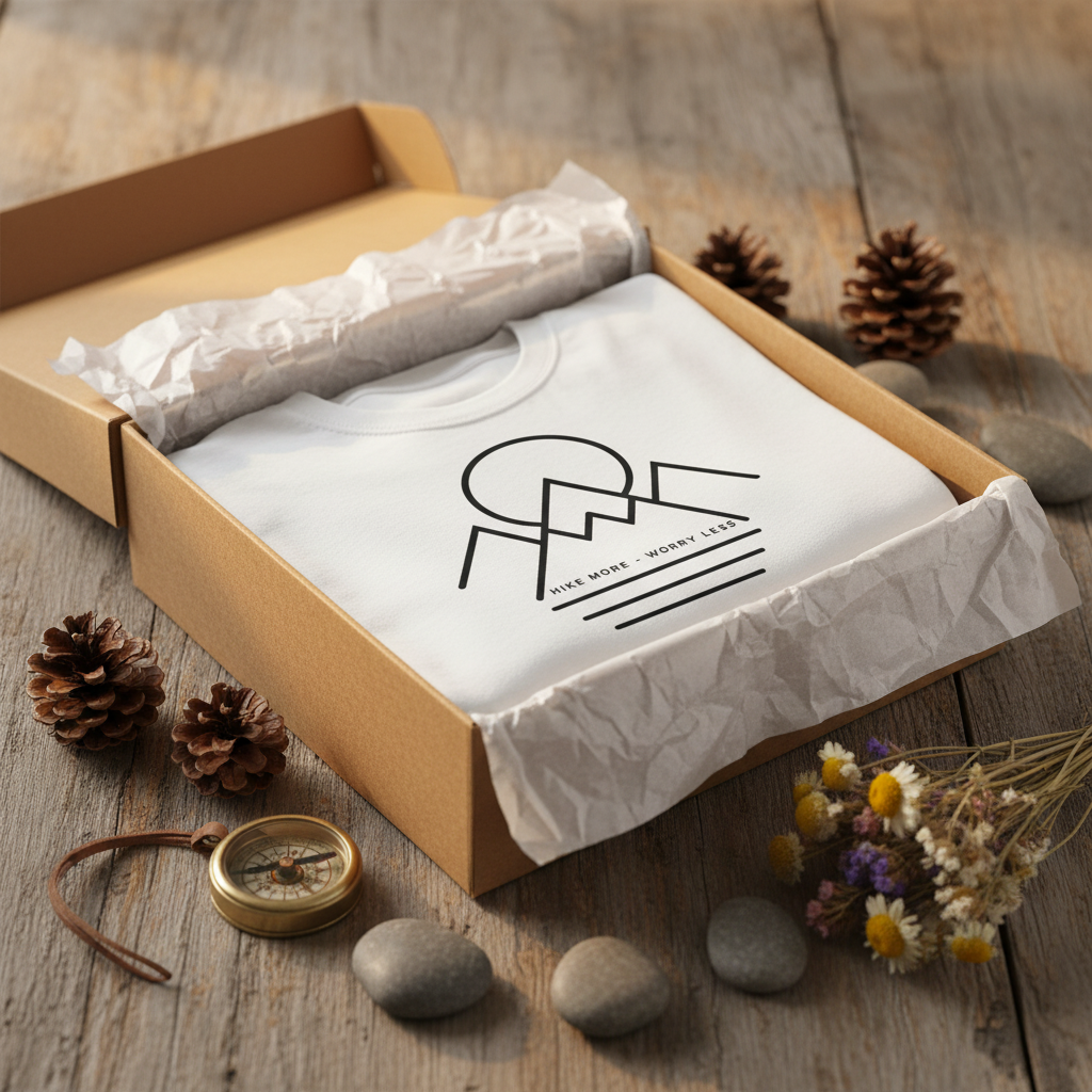 Hike More Worry Less — Gift Box Mockup