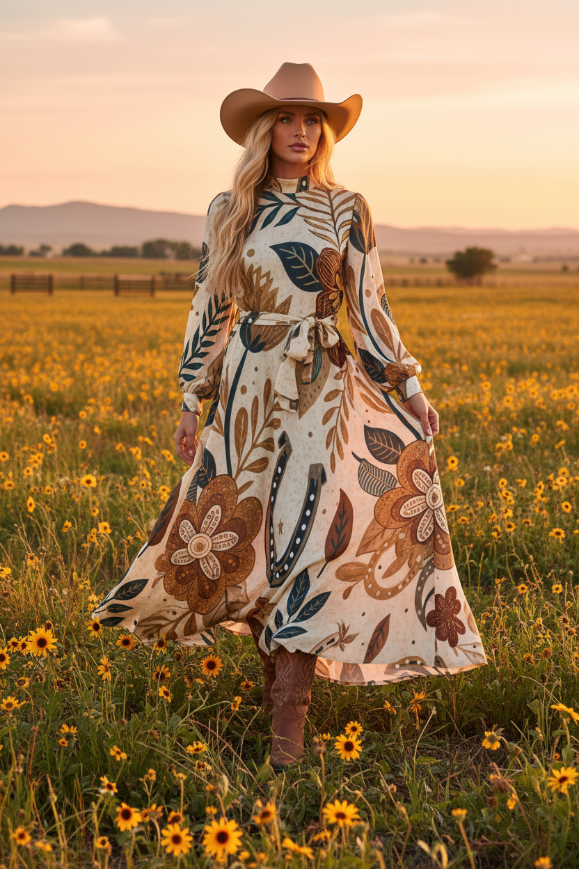 Horseshoe Botanical Dress Wildflower Cowgirl Hat