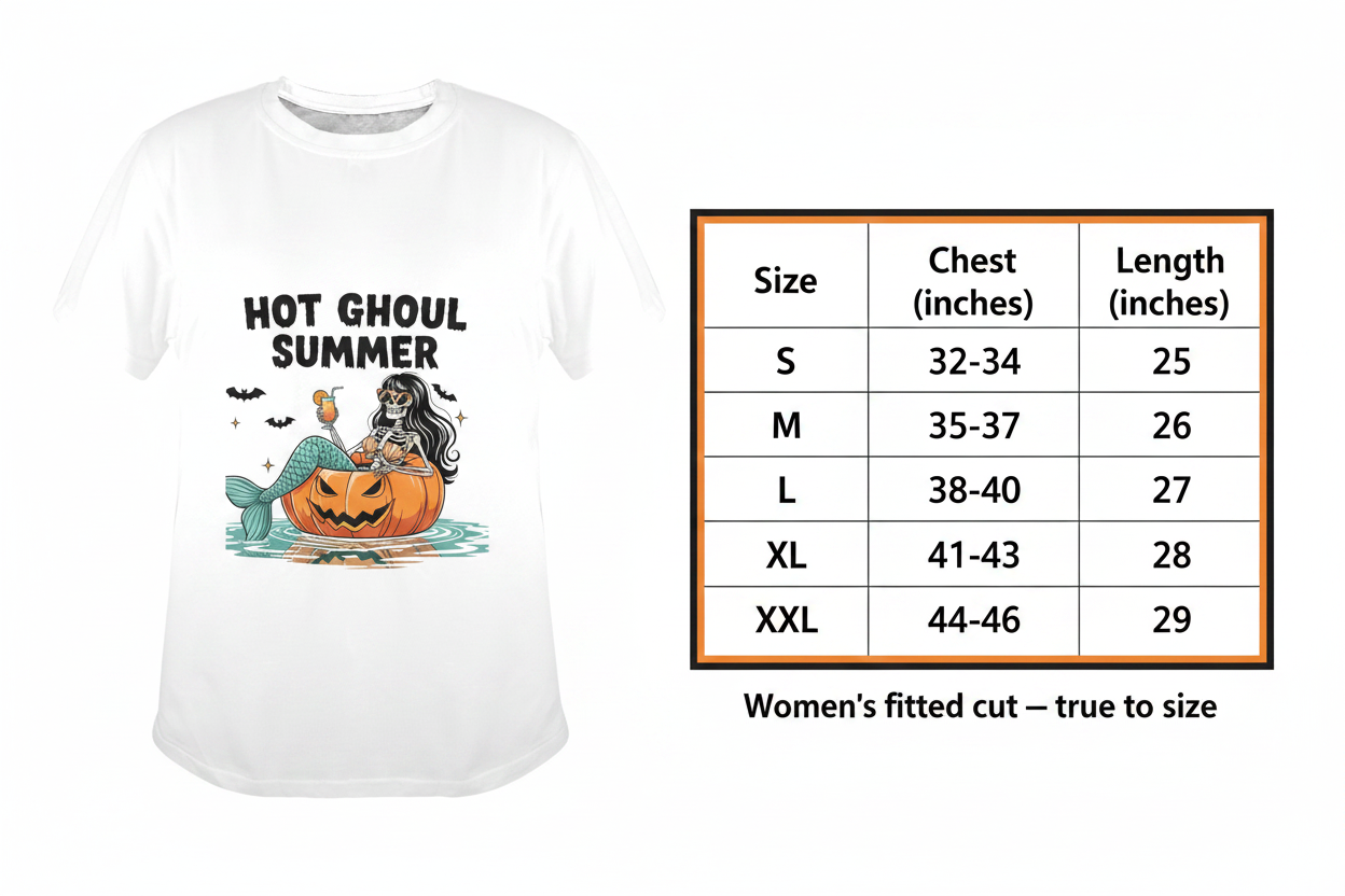 Hot Ghoul Summer - Size Chart
