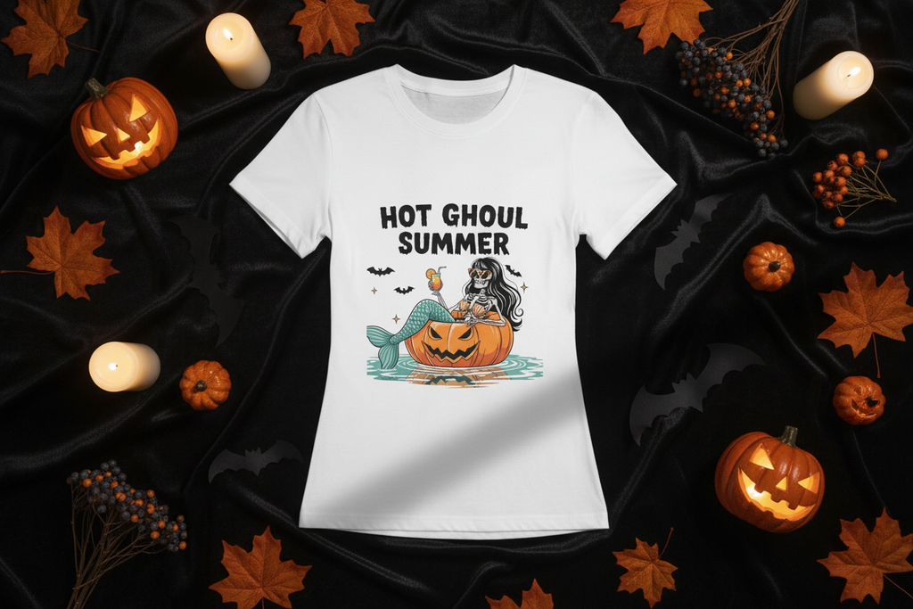 Hot Ghoul - White Tee Flat Lay