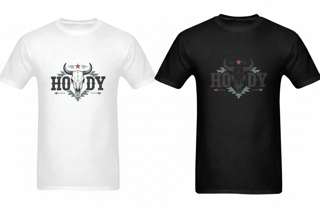 Howdy Tee Side by Side Closeup