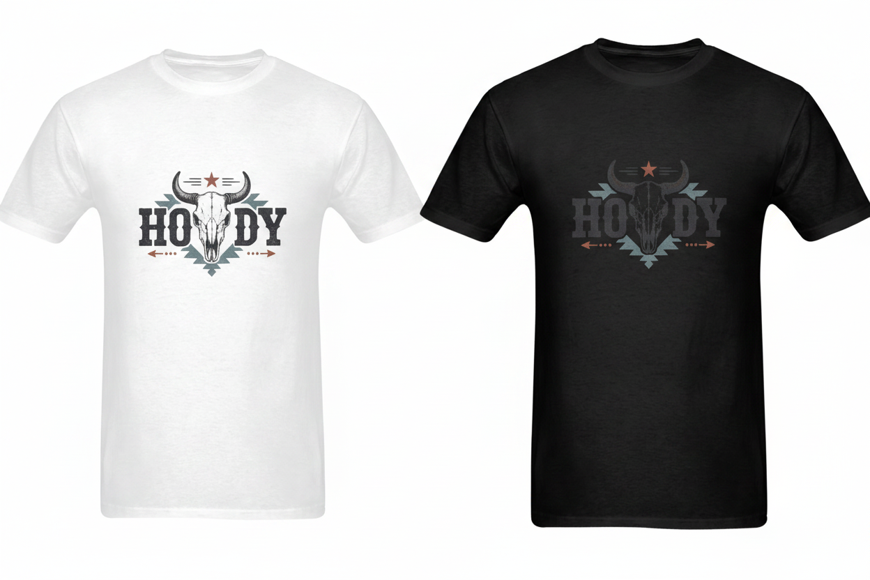 Howdy Tee Side by Side Closeup