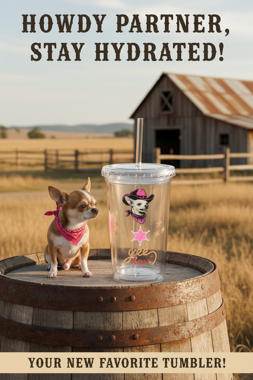 Howdy Tumbler - Western Poster with Chihuahua