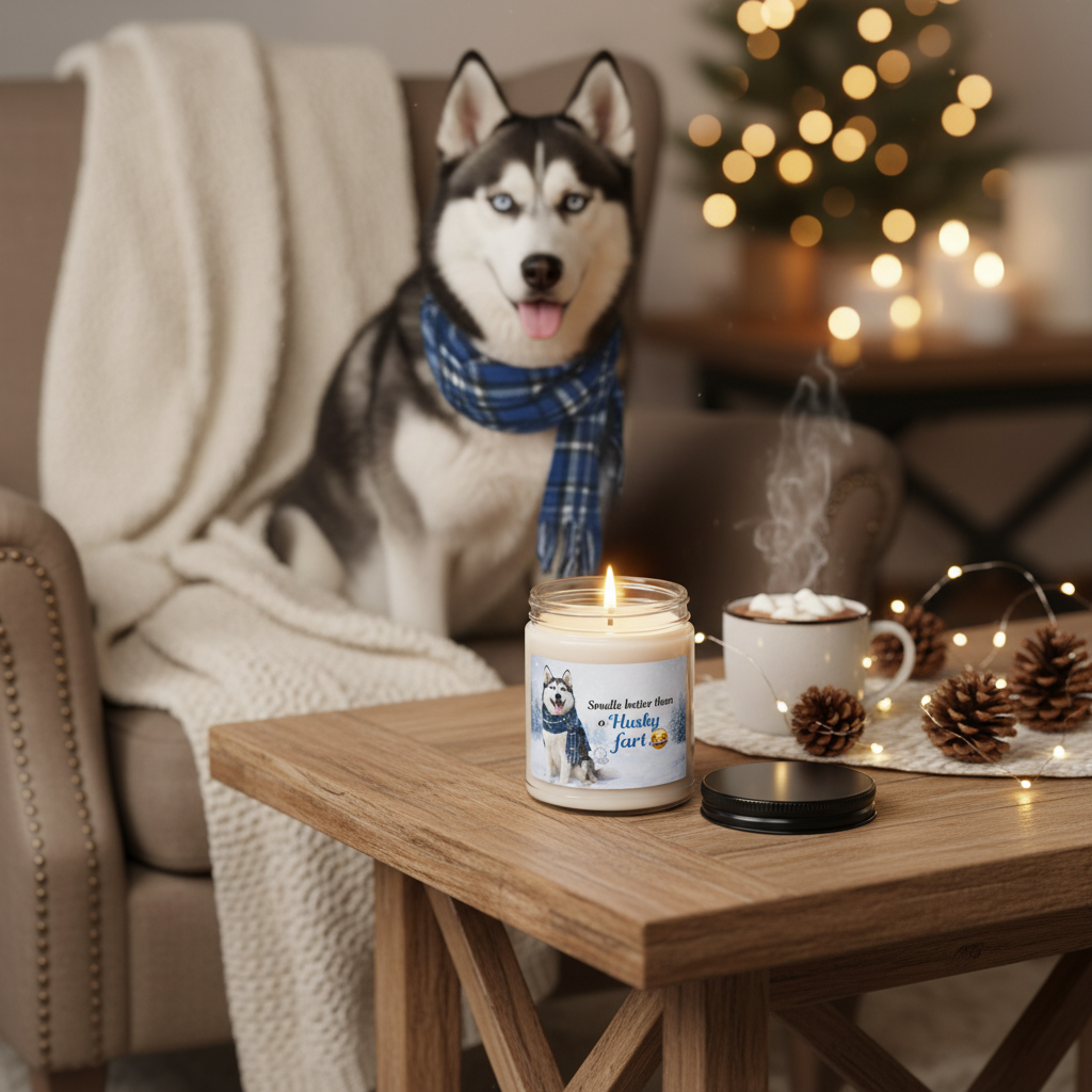 Husky Candle Cozy Coffee Table Mockup