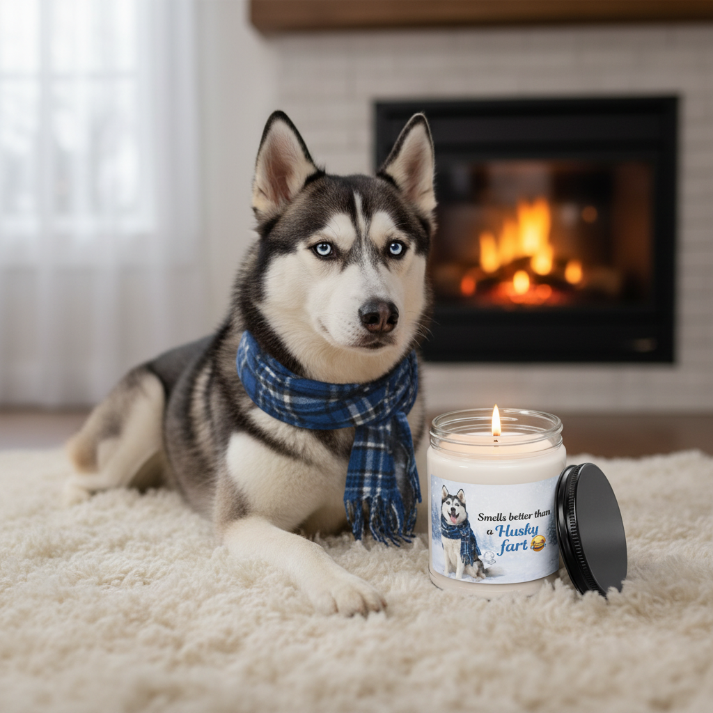 Husky Candle Fireplace Mockup