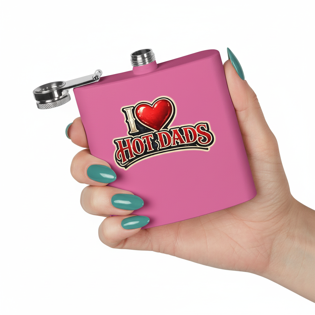 I Love Hot Dads Flask - Teal Nails