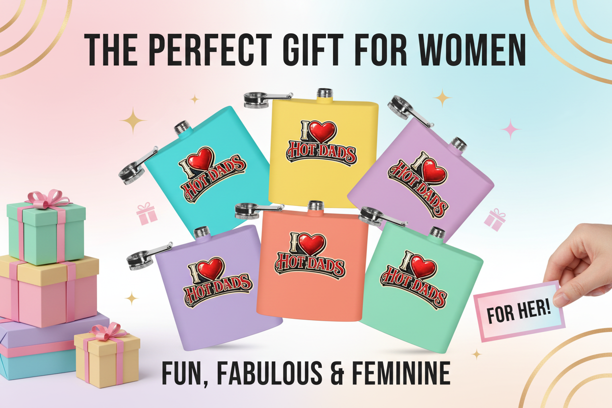 I Love Hot Dads Flask Women Gift