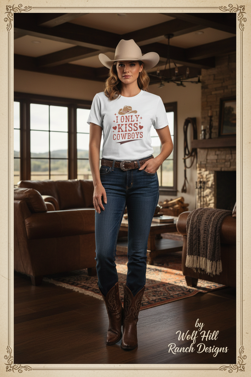 I Only Kiss Cowboys - Wolf Hill Ranch Designs Poster