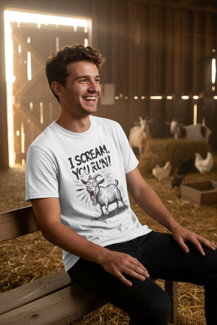 I Scream You Run Goat T-Shirt Mockup Alternative