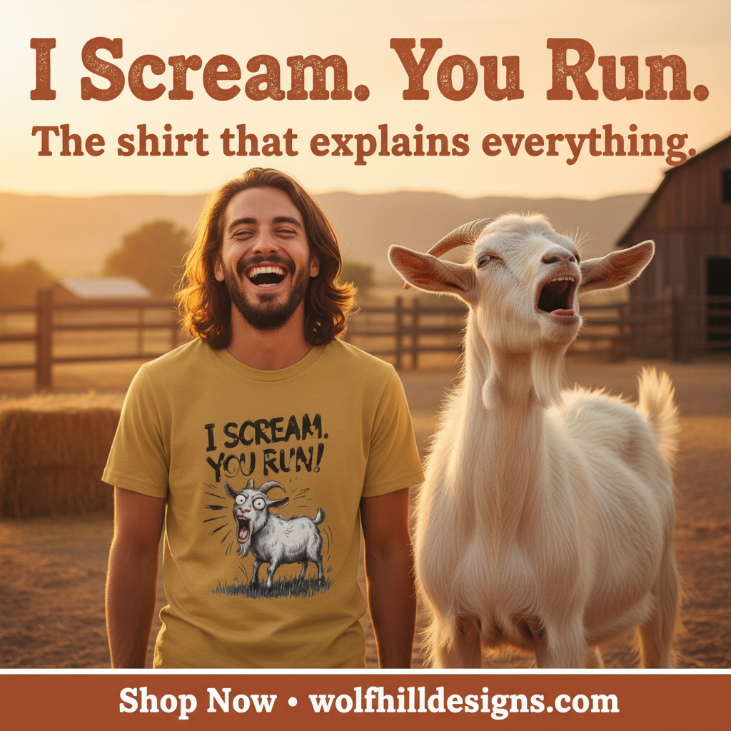 I Scream You Run Goat Tee — Social Media Ad