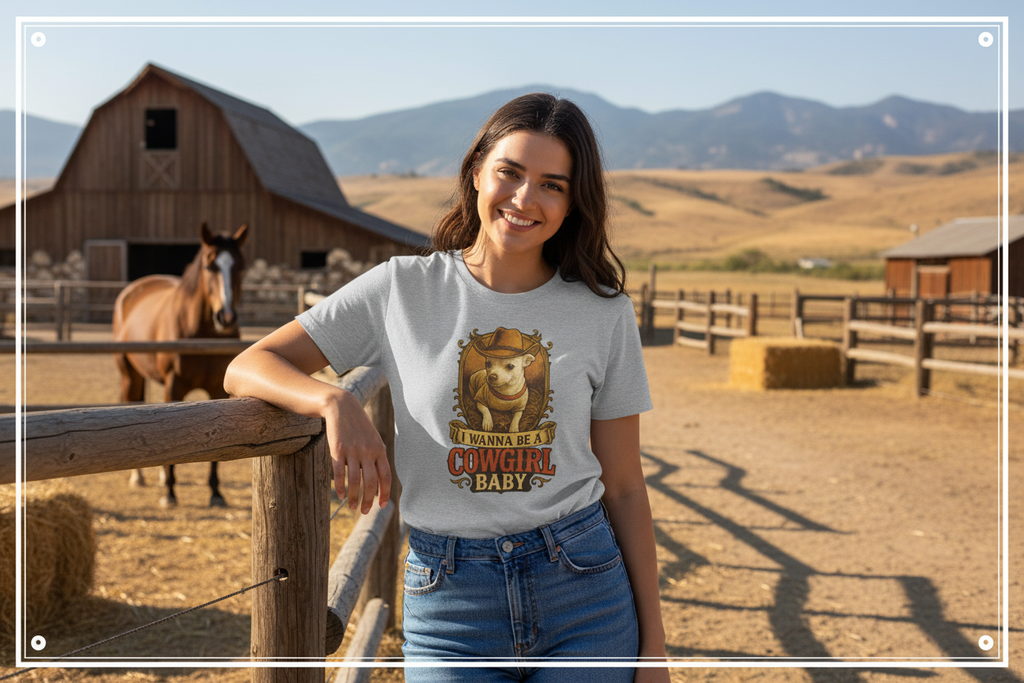 I Wanna Be A Cowgirl Baby Tee - Banner Poster
