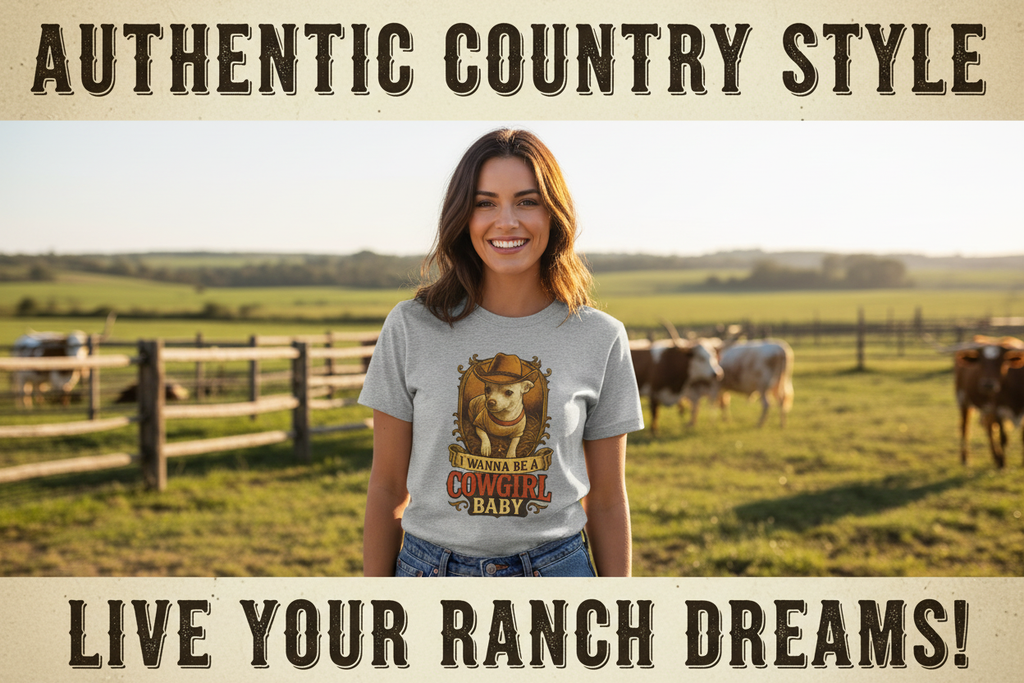 I Wanna Be A Cowgirl Baby Tee - Banner with Cows