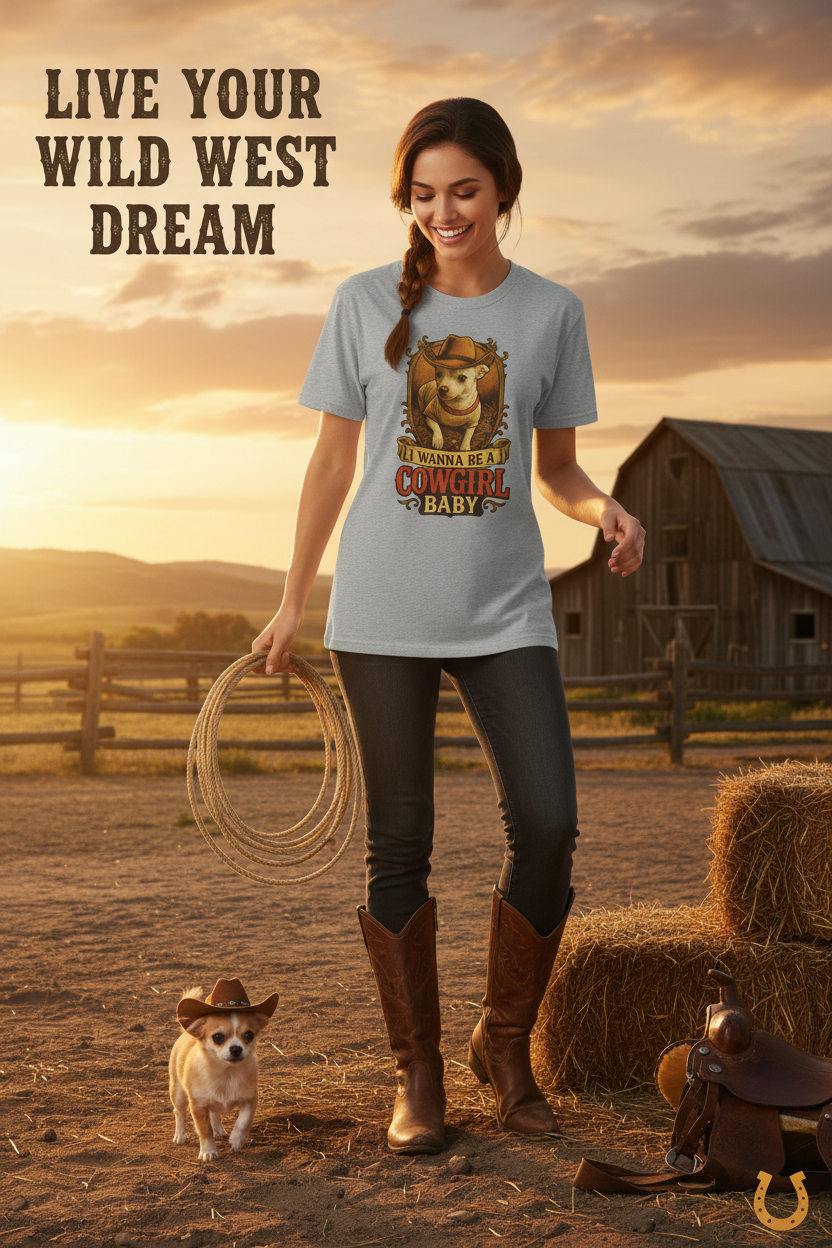 I Wanna Be A Cowgirl Baby Tee - New Poster