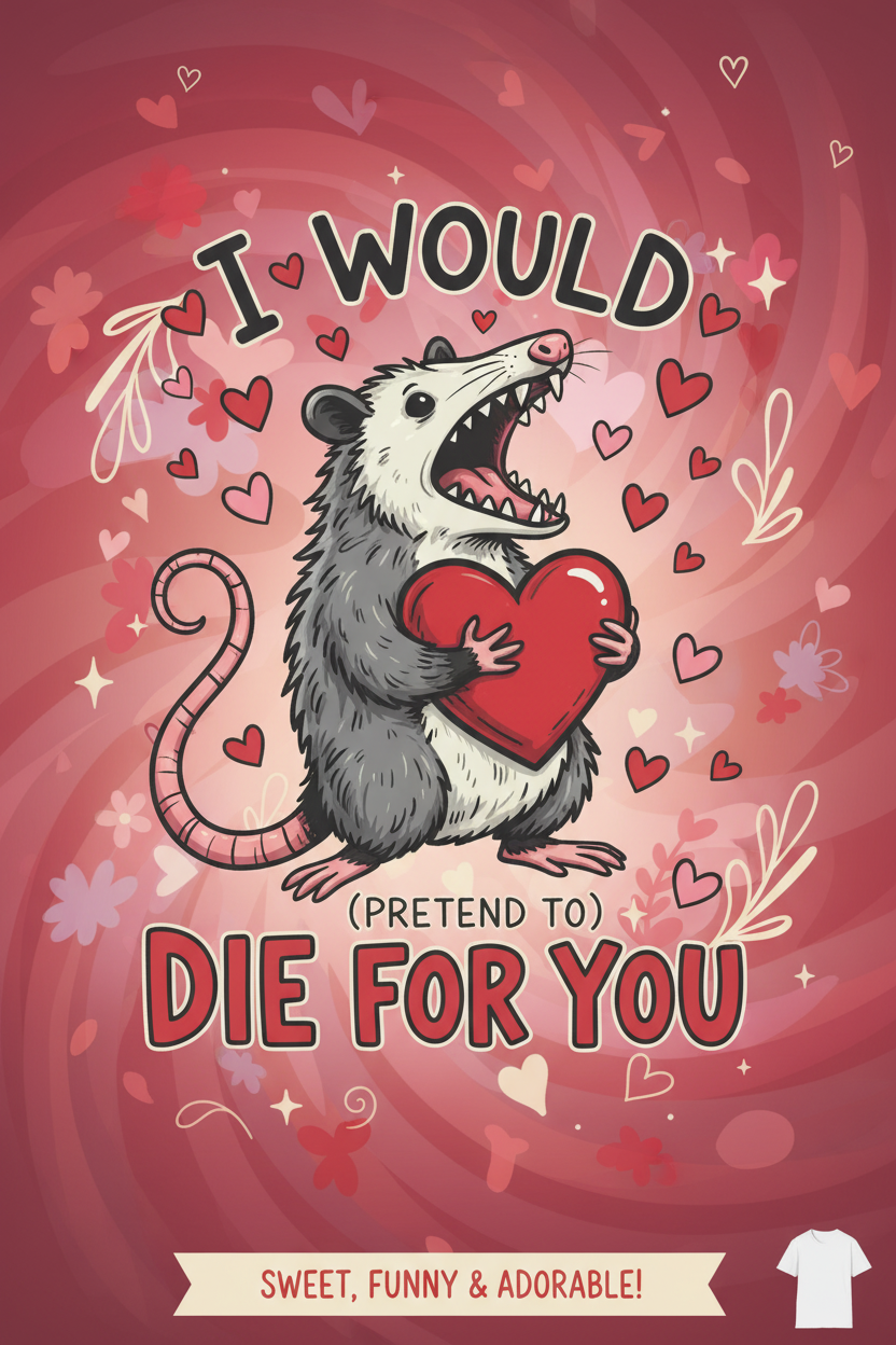 I Would Die for You Opossum Valentine Poster