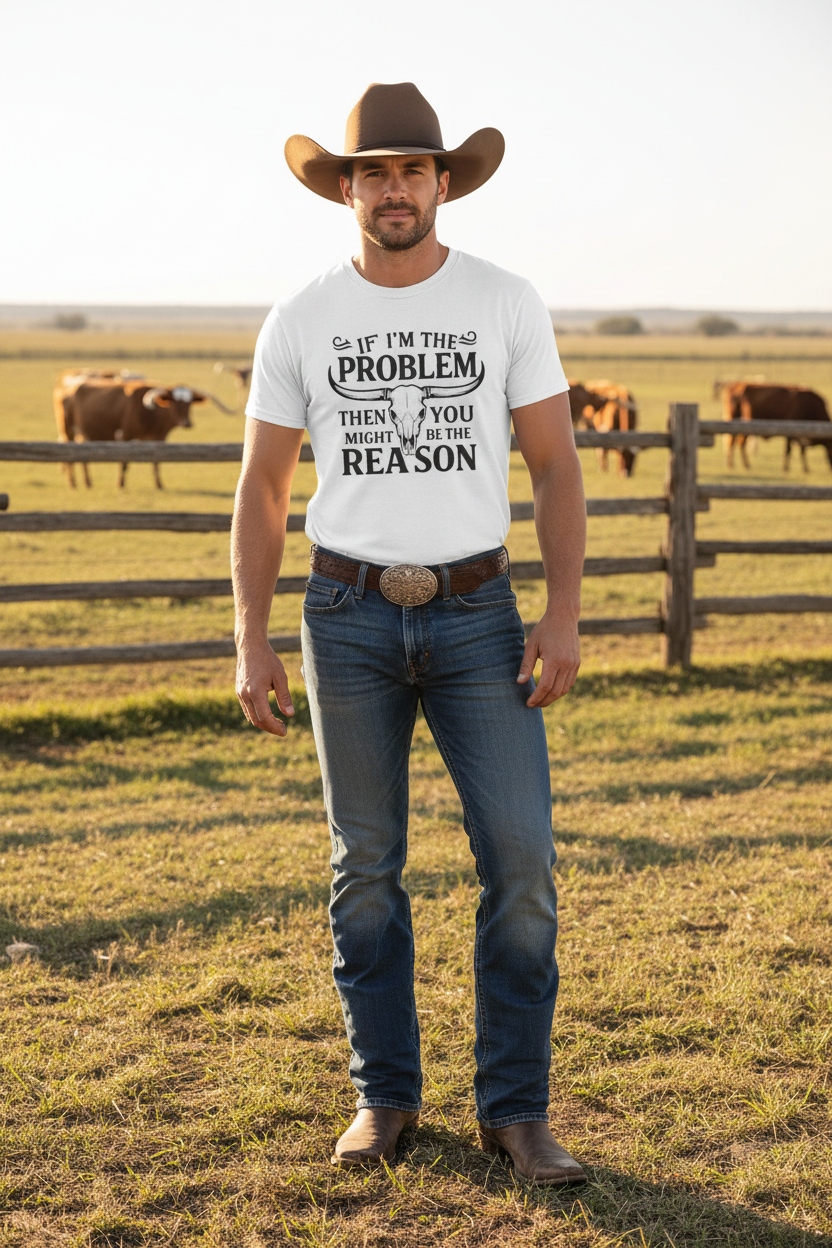 If I'm the Problem Tee - Cowboy with Cows