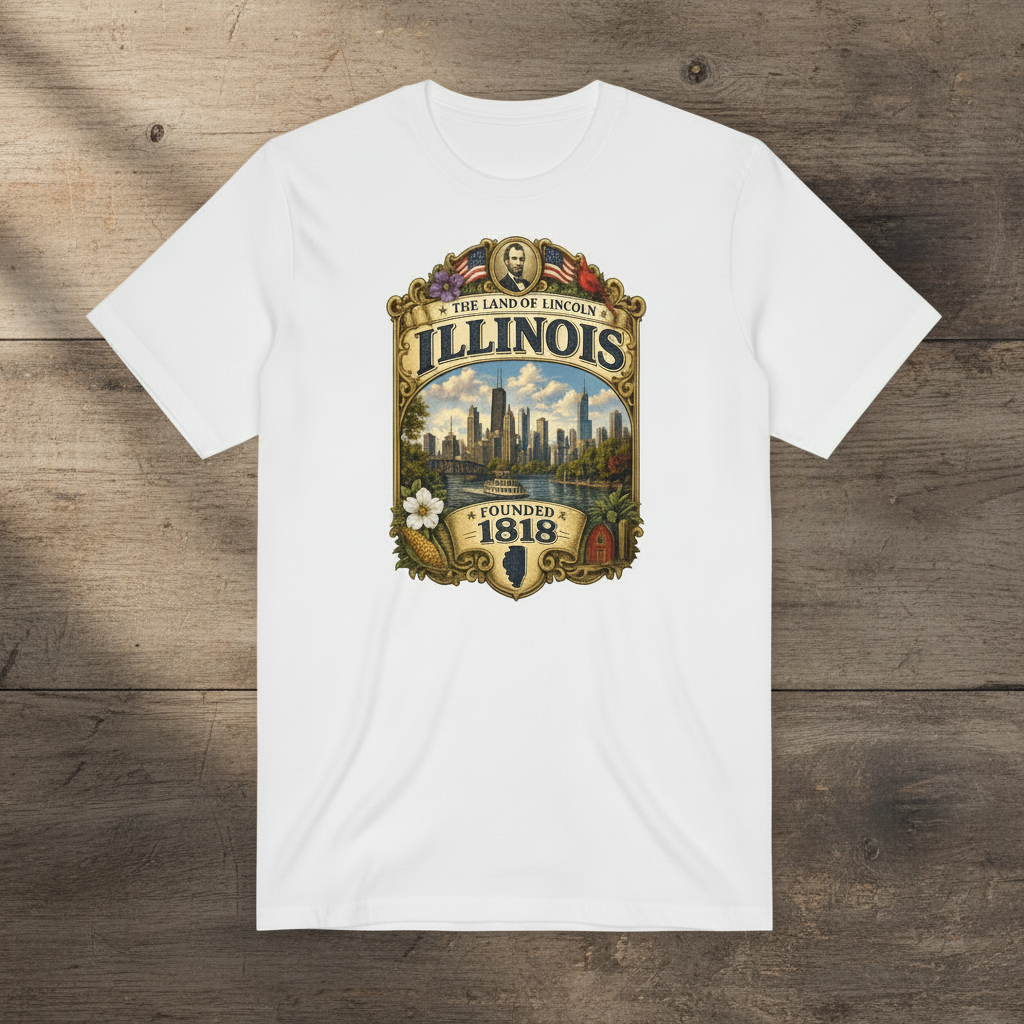 Illinois Tee Wood Flat Lay