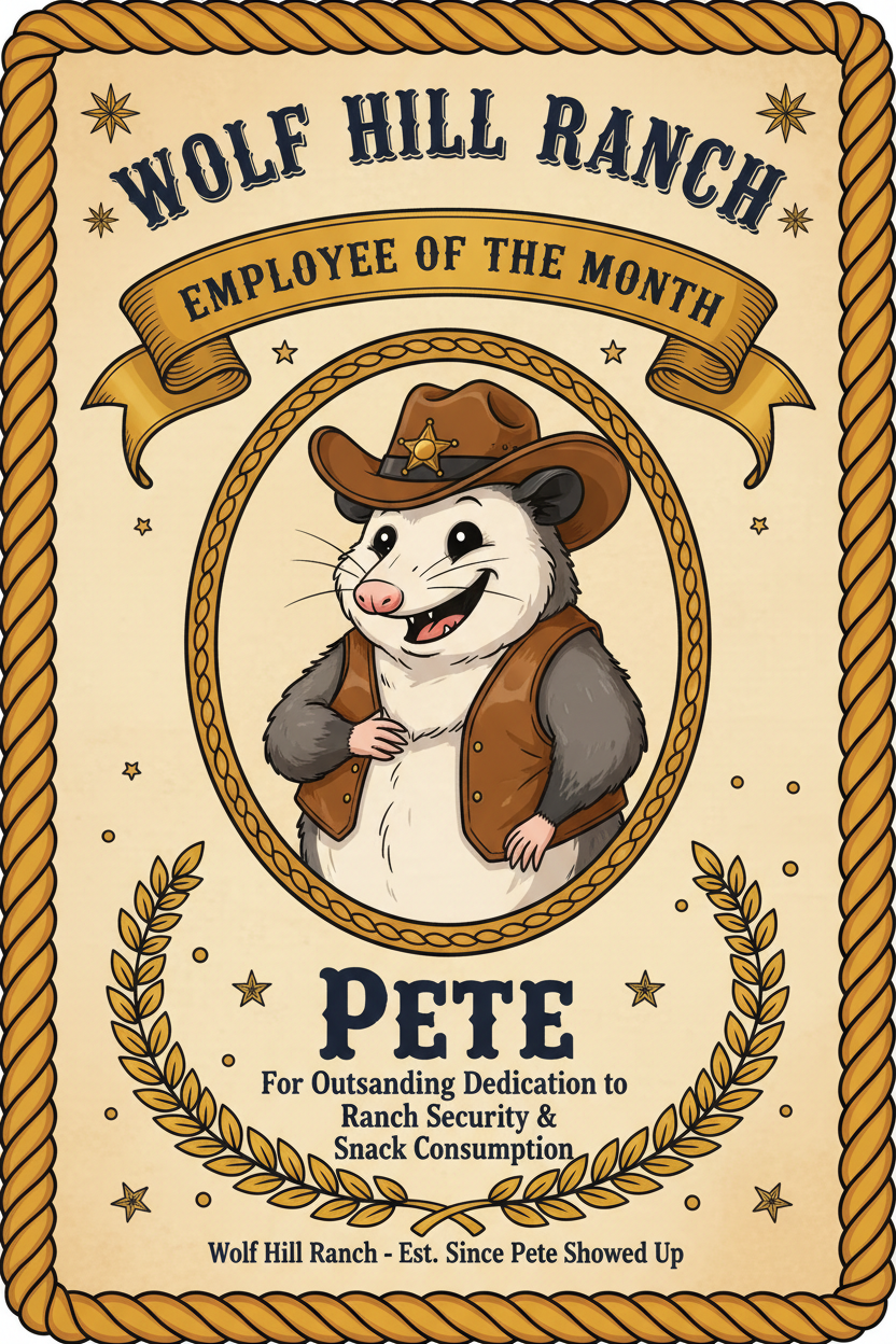 T-Shirt — 'Pete Ranch Security' Cowboy Opossum Graphic Tee
