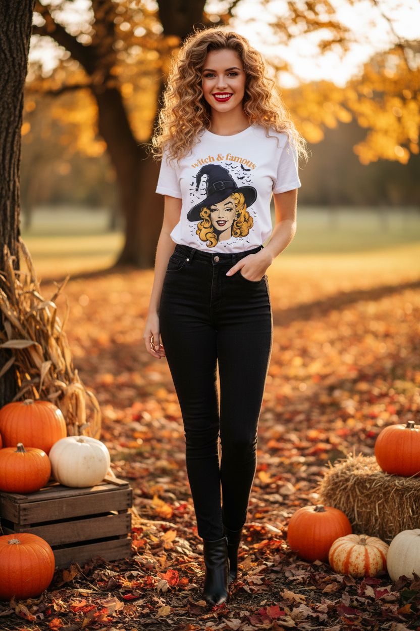 Witch and Famous T-Shirt - Halloween Witchy Style Vintage Tee