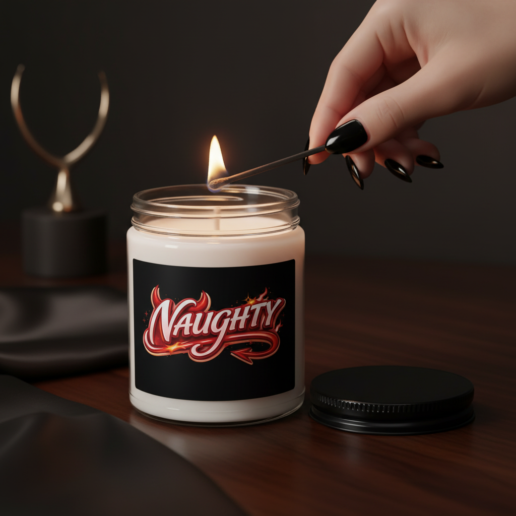 Naughty Flame Scented Soy Candle — 9oz Aromatic Jar (Playful Devil Design)