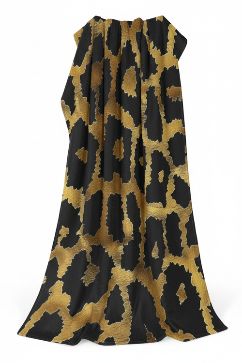 After Dark Leopard Luxe Throw Blanket Gold Edition hanging display