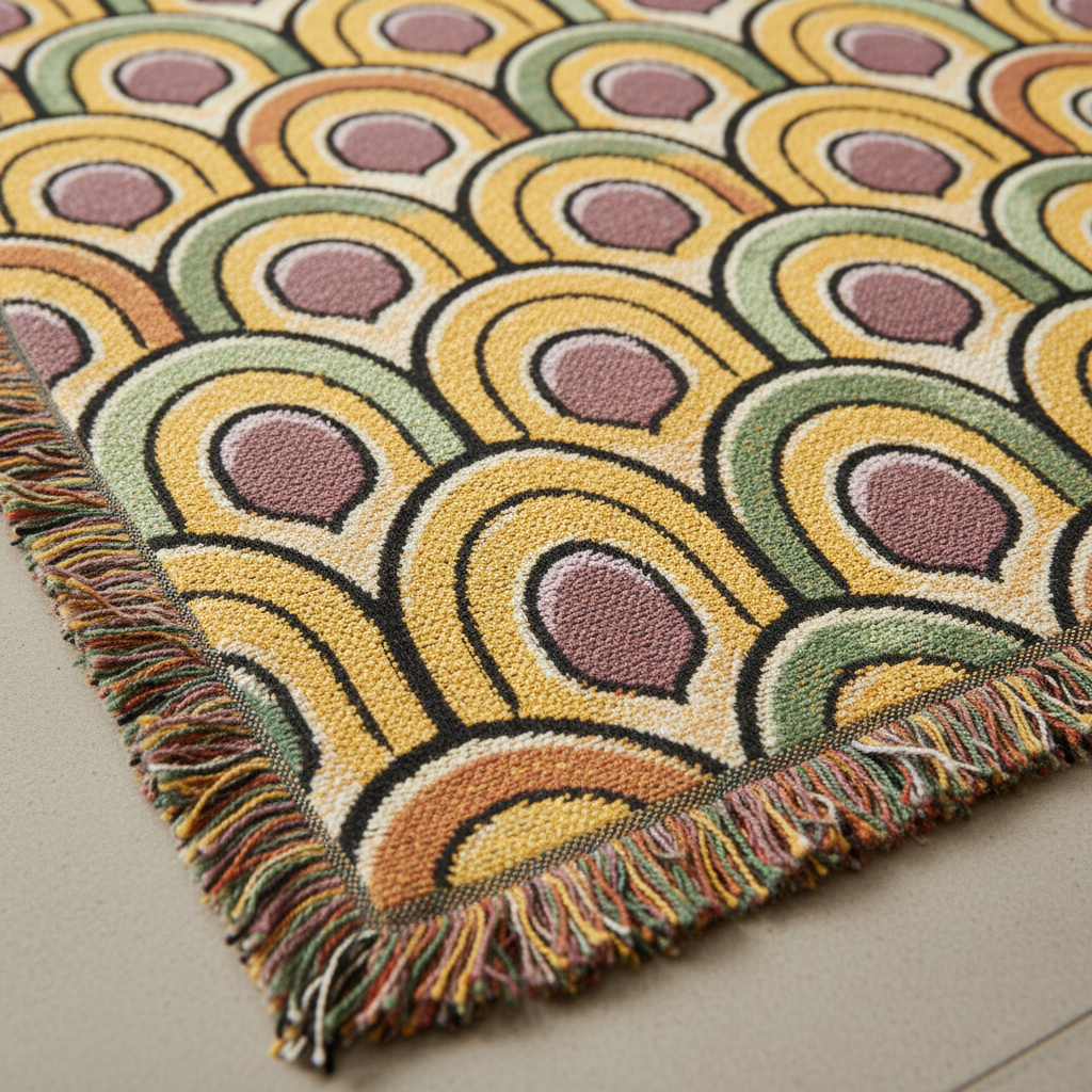 Citrus Crush 60s-Inspired Woven Blanket — Vintage Retro Throw