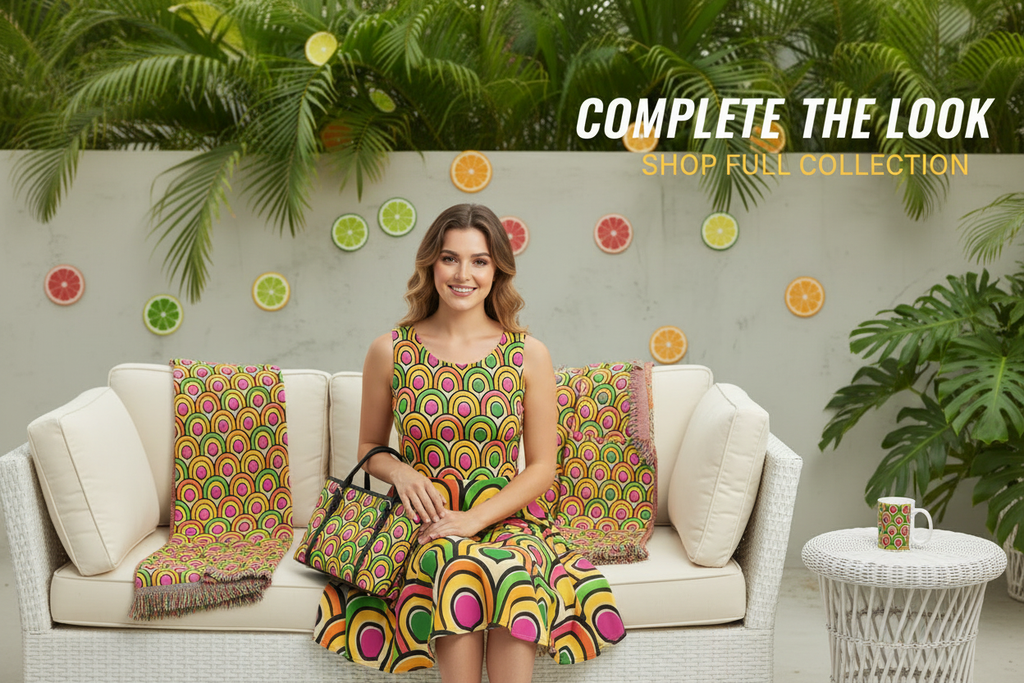 Citrus Crush 60s-Inspired Woven Blanket — Vintage Retro Throw