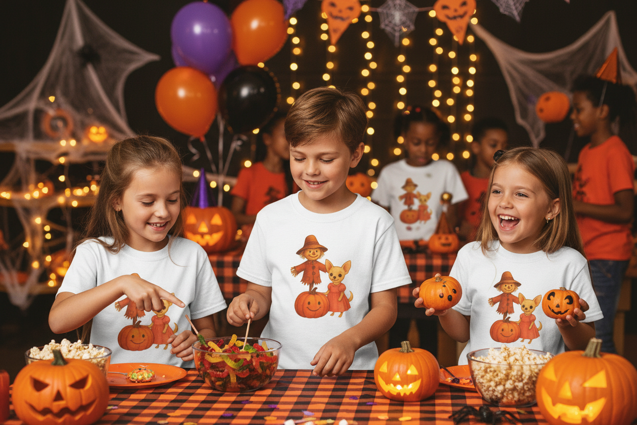 Kids Halloween Party Group Mockup - Coco the Chihuahua Tee