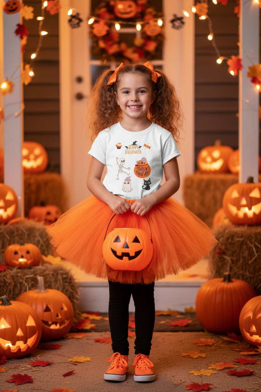 Kids Halloween Tee - Girl Mockup
