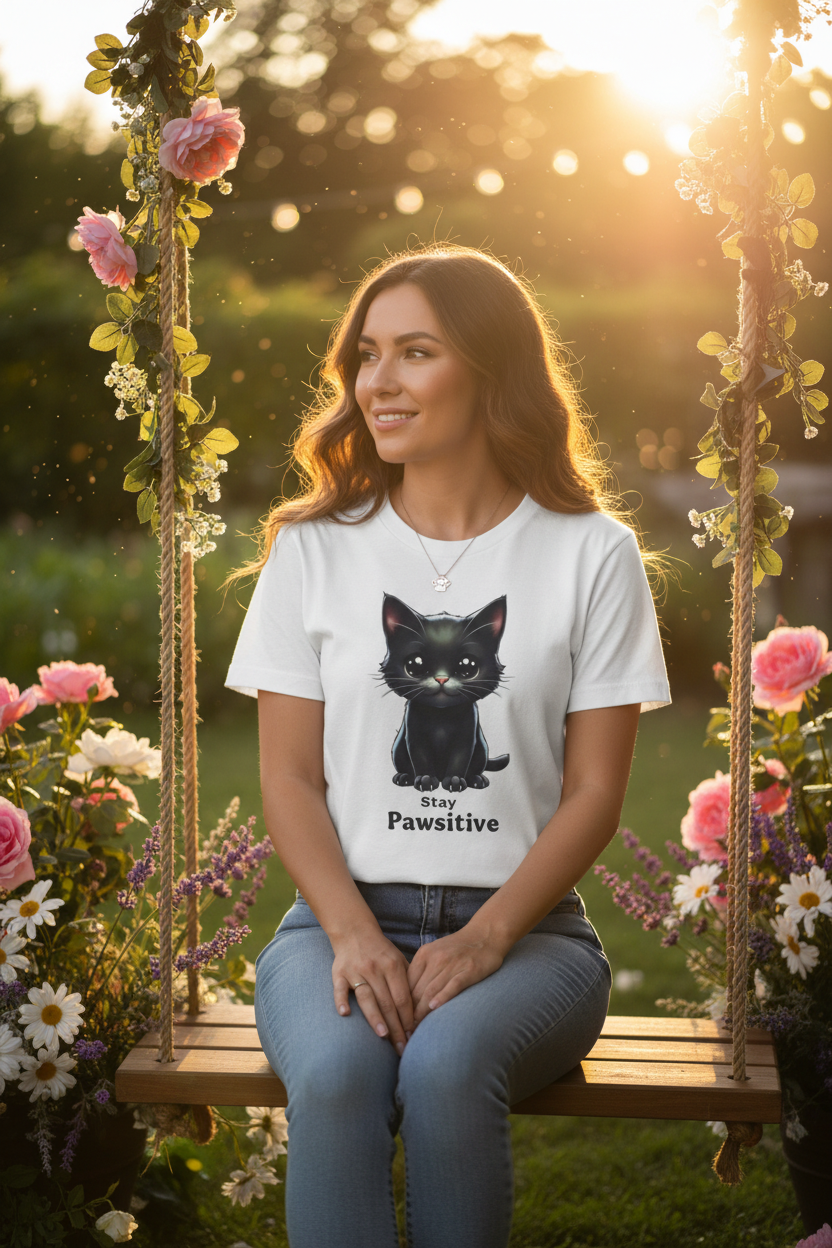 Kitten Tee - Outdoor Lady Mockup with Effects