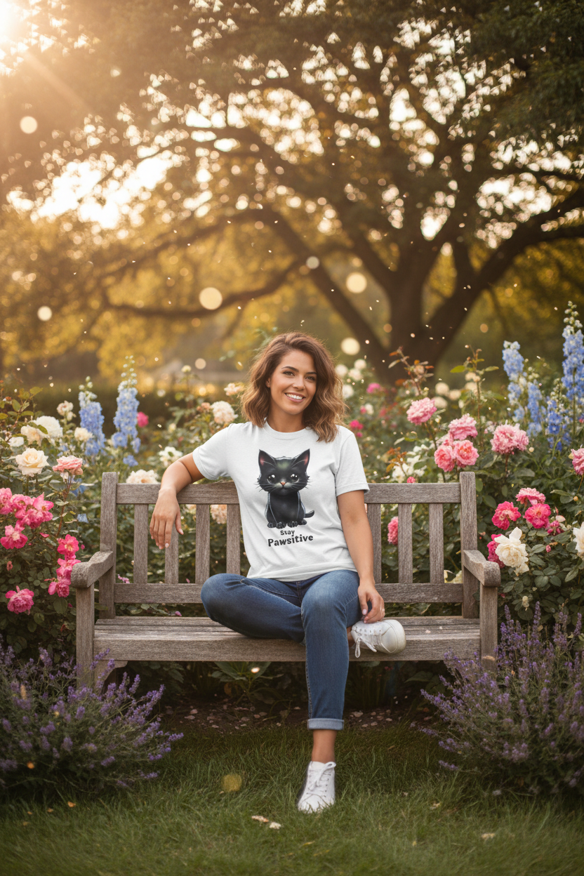 Kitten Tee - Outdoor Lady Mockup with Effects
