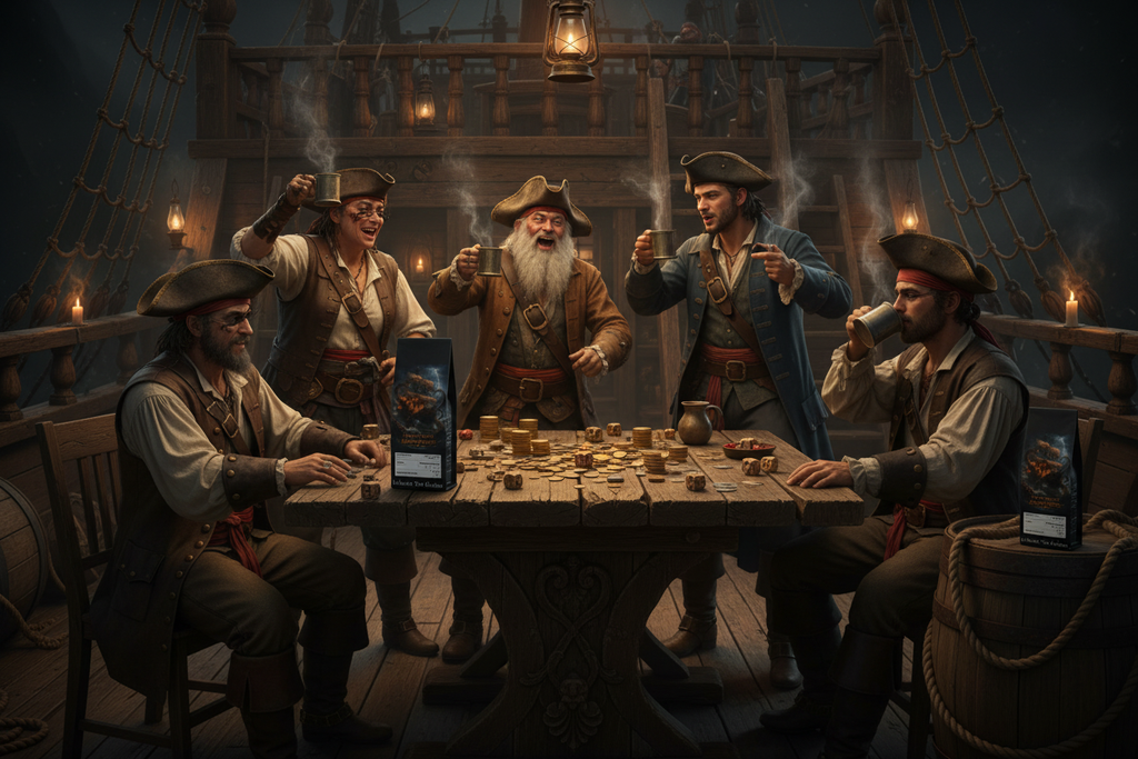 Kraken Roast Coffee - Pirates Playing Dice Game
