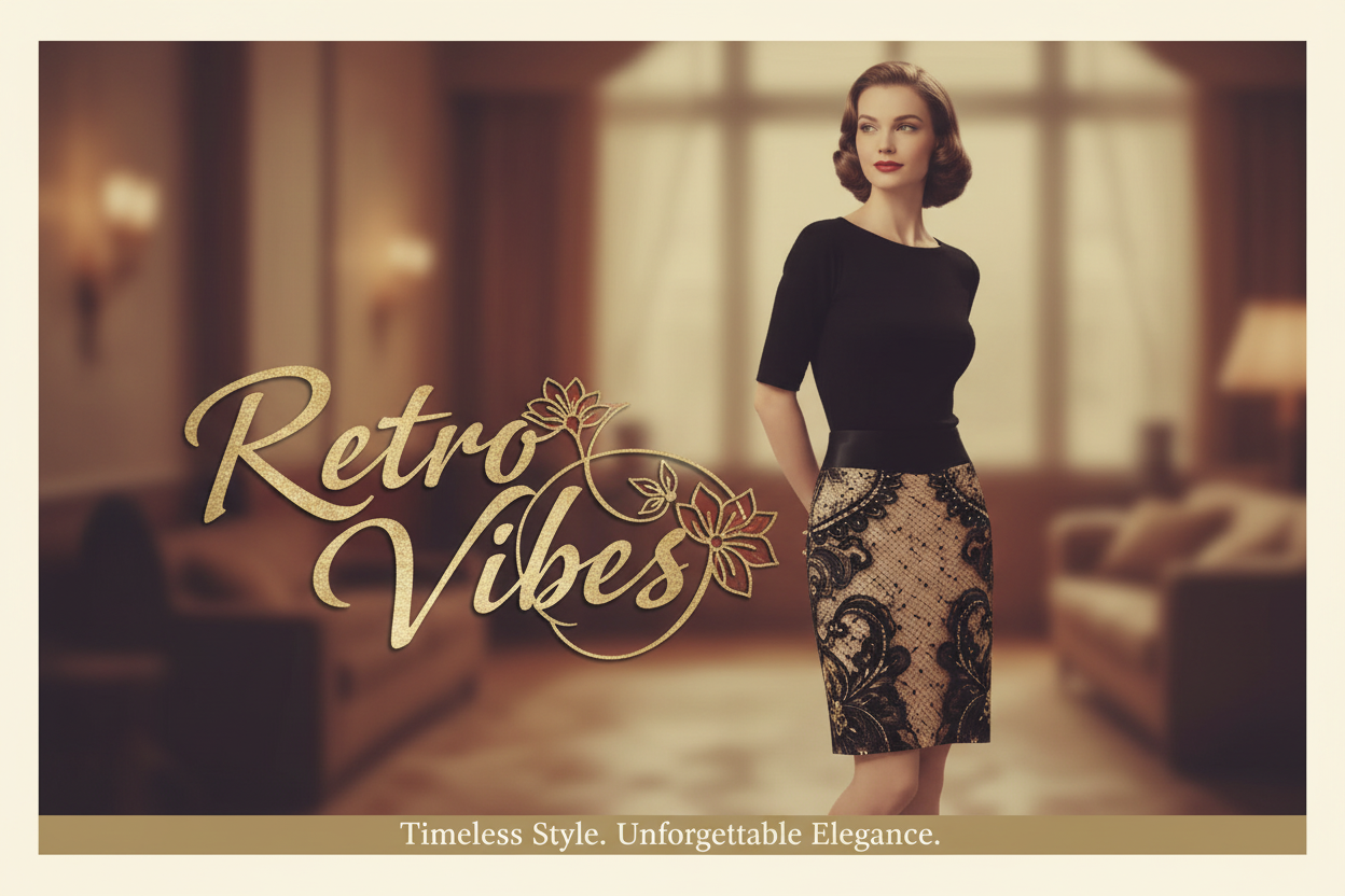 Lace Vintage Pencil Skirt Retro Vibes Clean Ad