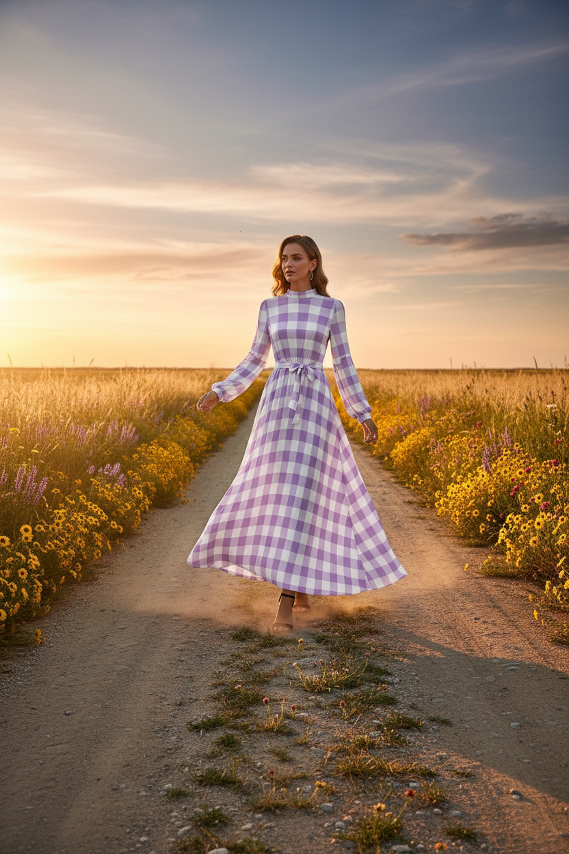 Lavender Gingham Maxi — Dirt Road