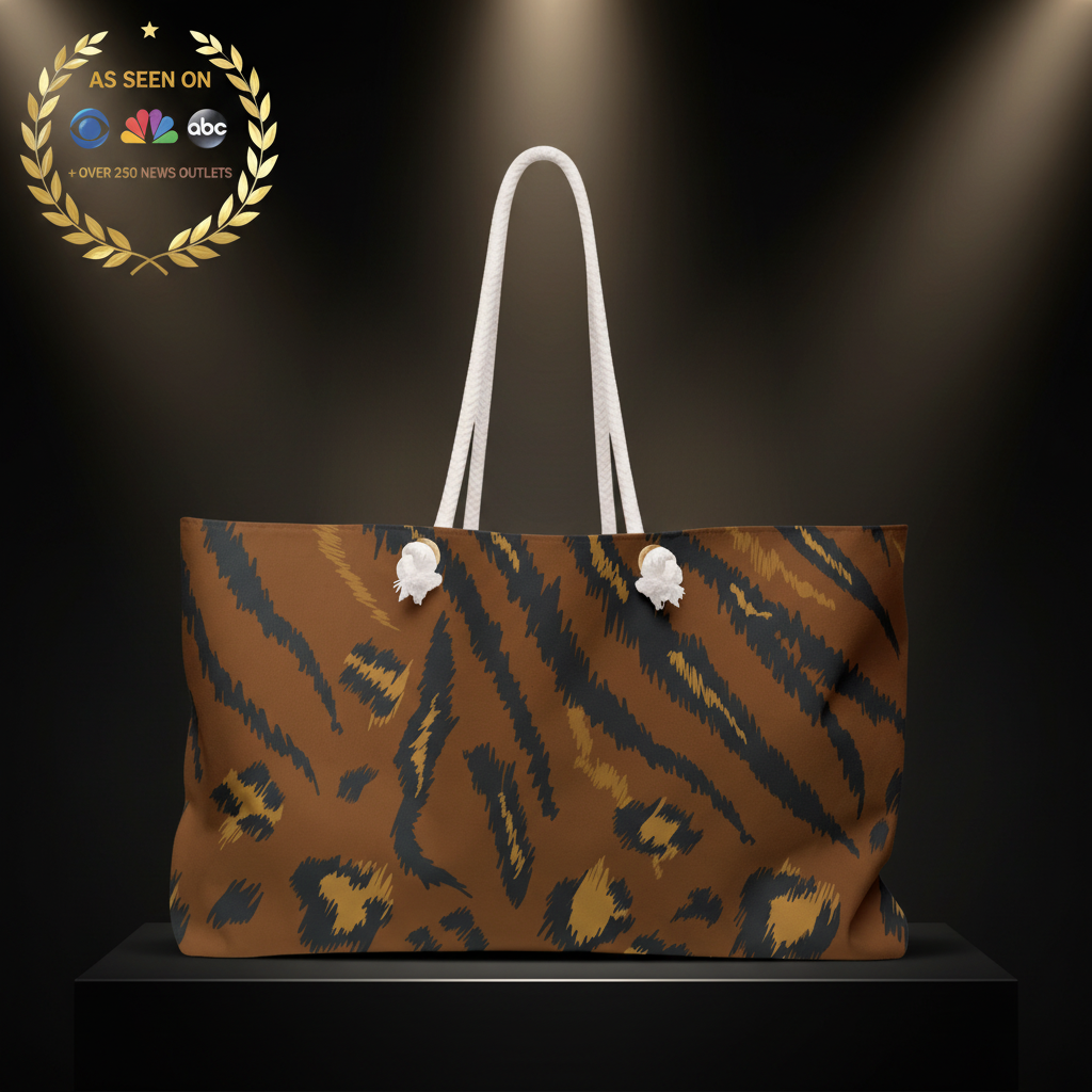 Leopard Print Weekender Bag — Ad with As Seen On Badge