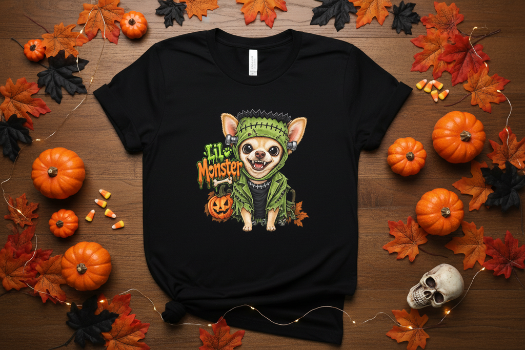 Lil Monster Black Tee – Full Display Flat Lay