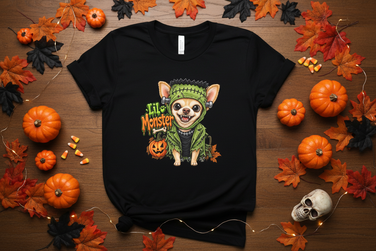 Lil Monster Black Tee – Full Display Flat Lay