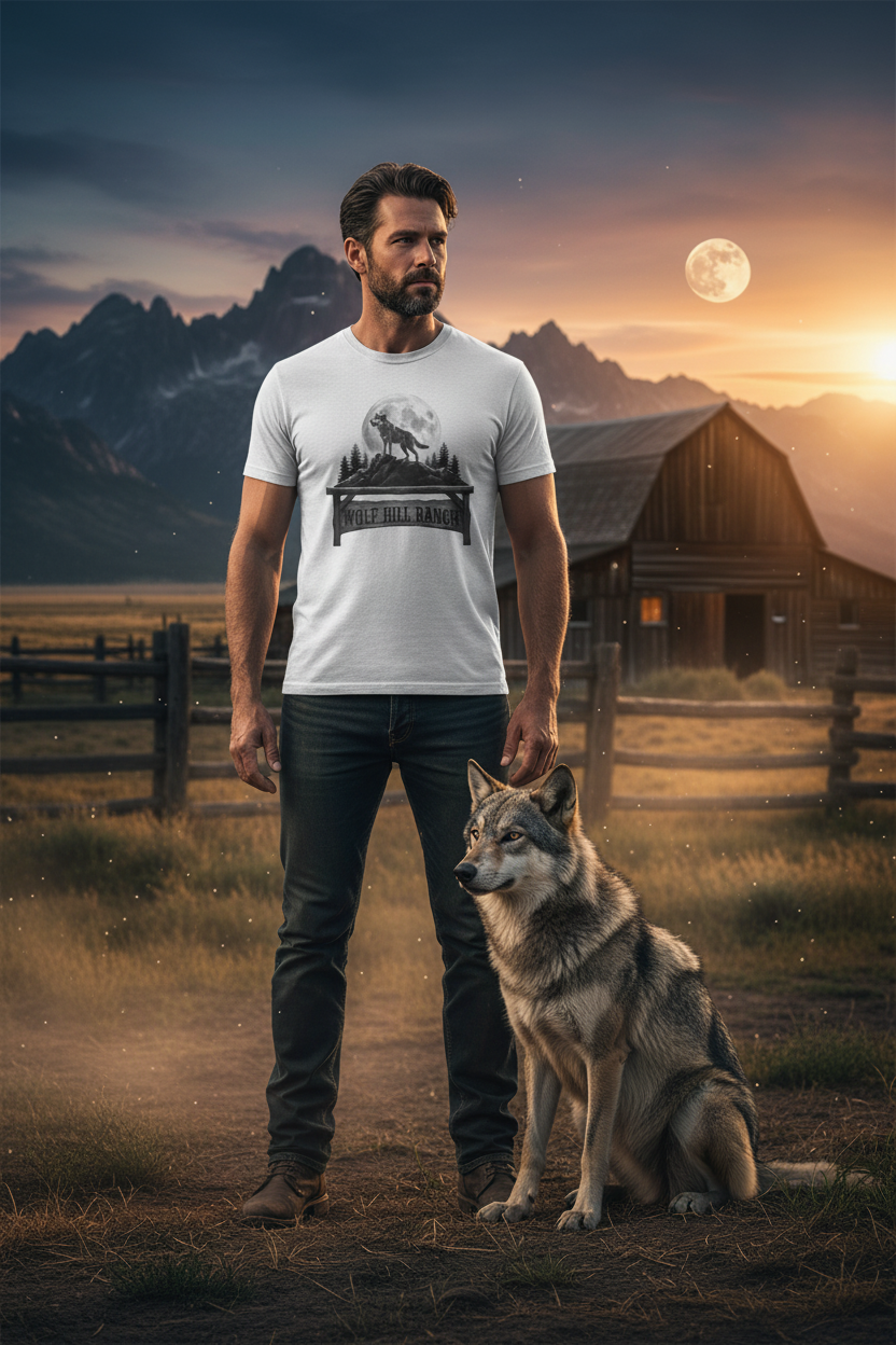 Lone Howl Wolf Tee - Wolf and Ranch Mockup
