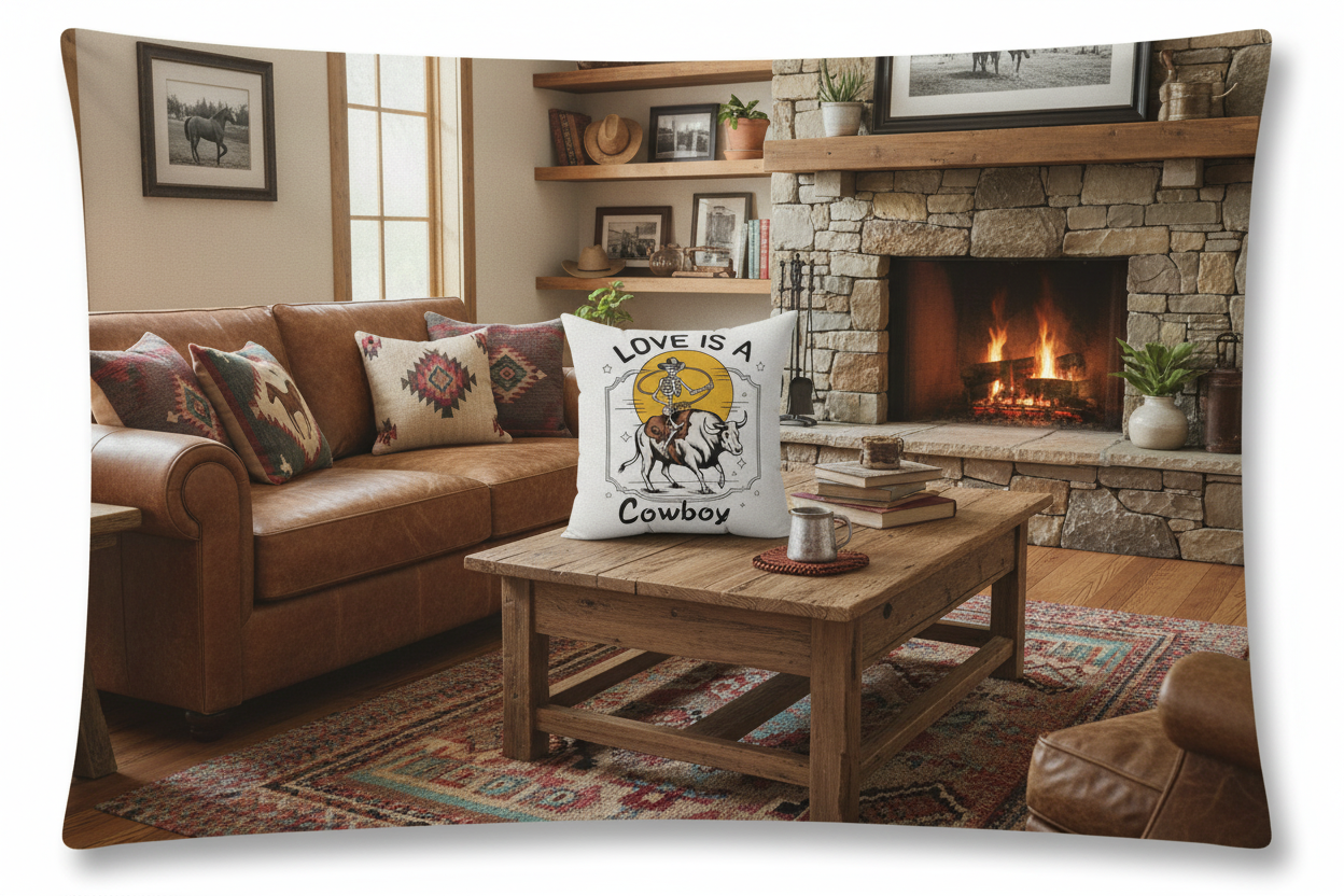 Love Is A Cowboy Pillow - Banner Mockup