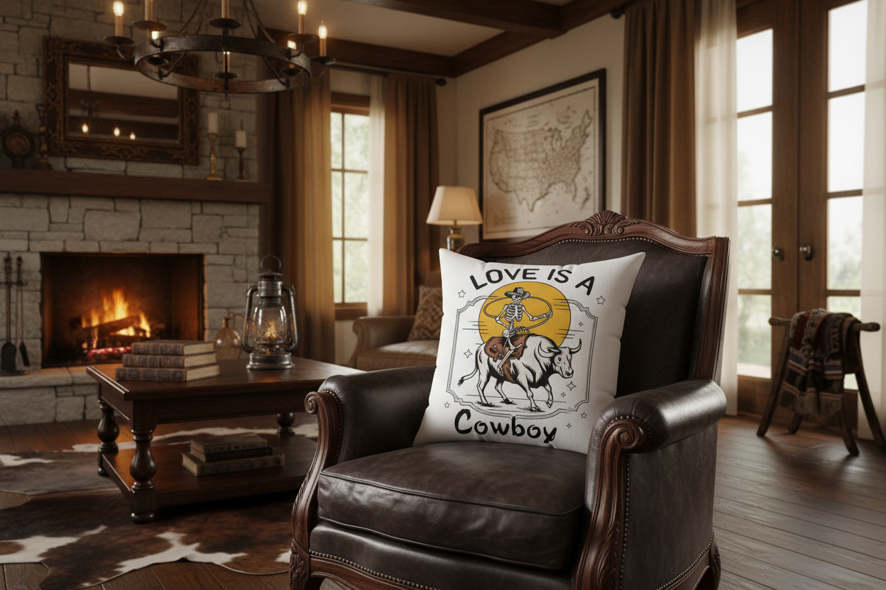 Love Is A Cowboy Pillow - Classy Western Banner