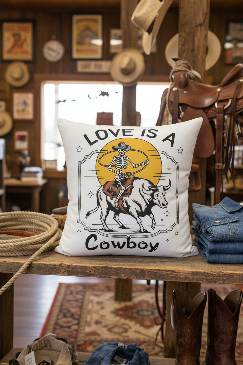 Love Is A Cowboy Pillow - Western Store Display