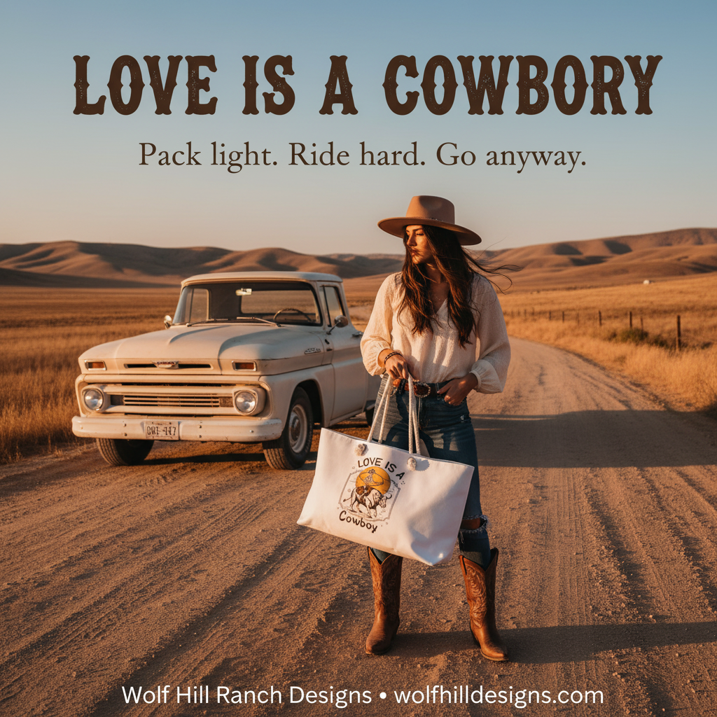 Love Is a Cowboy Weekender Bag — Social Media Ad